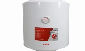 Biały podgrzewacz wody elektryczny 50l z mechanicznym sterowaniem i wskaźnikiem temperatury. Posiada emalię ze tytanem i antybakteryjne wnętrze.